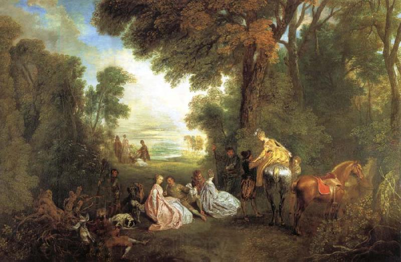 Jean-Antoine Watteau The Halt During the Chase Spain oil painting art